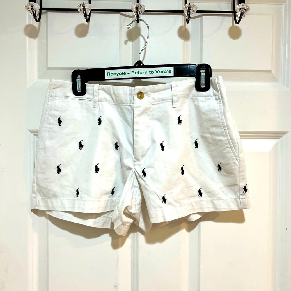 NWT Polo by Ralph Lauren White and Navy Logo Shorts